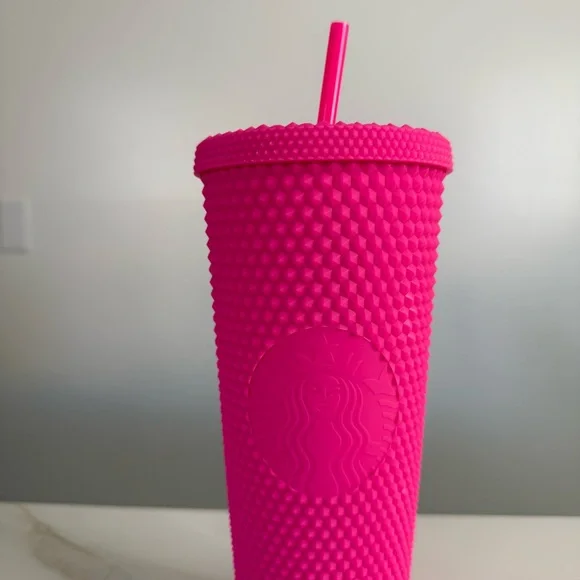 NIB Pink coffee tumbler and straw - Picture 2 of 9